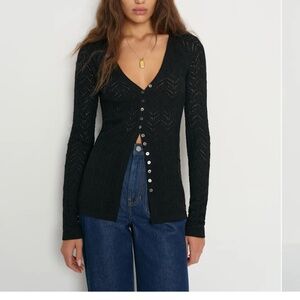 Reformation Sutton merino open knit cardigan